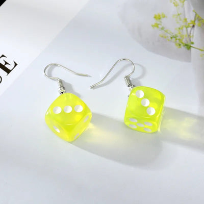 Color Dice Dangle Earrings -Choose your color!-