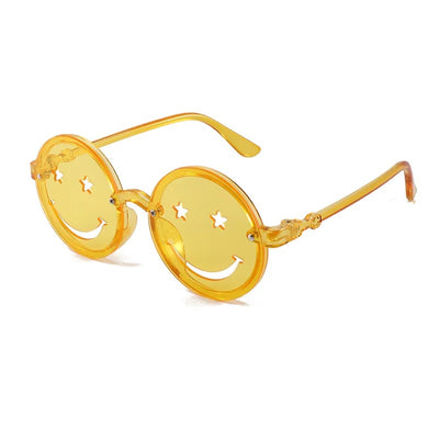 Star Smile Face Sunglasses - Kid Size - Yellow and Black