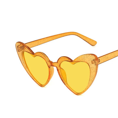 Yellow Heart of Glitter Sunnies | yellow tinted heart shaped sunglasses